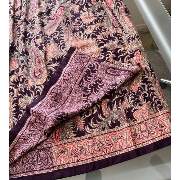 VINTAGE BROWN PAISLEY WRAP MAXI SKIRT SIZE 12 |‎ B2 - Picture 3 of 7